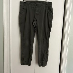 Athleta Organic Cotton Zip Ankle Pants Jasper Green 12